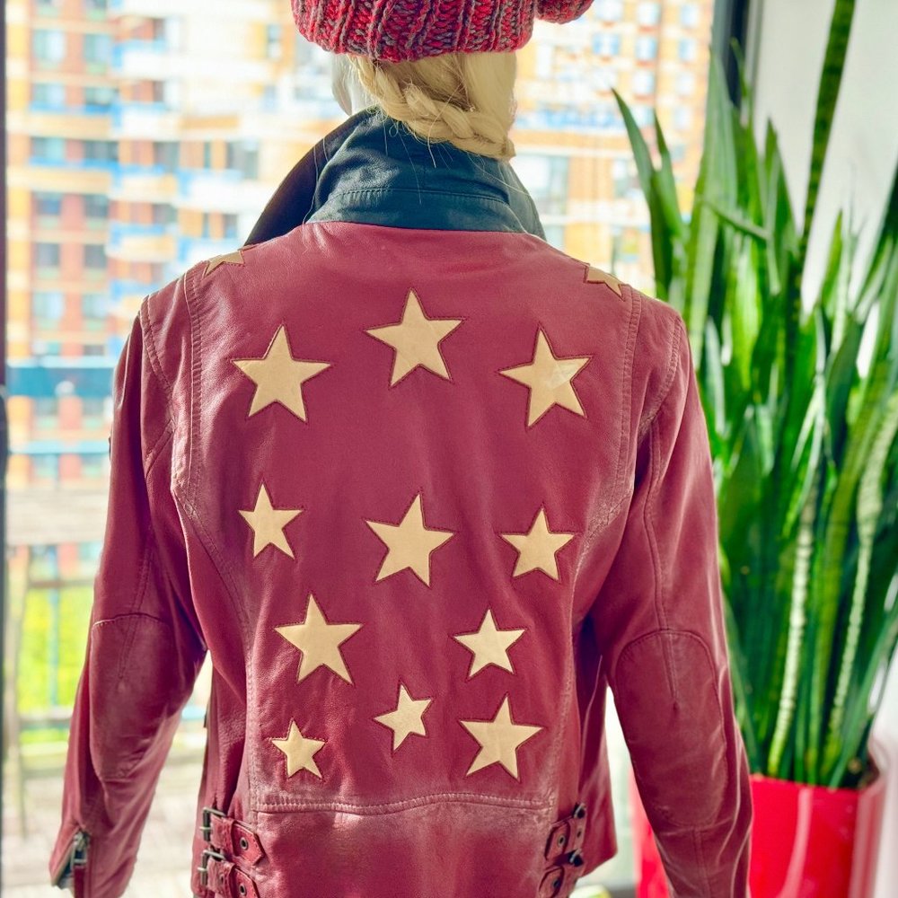 Brand NEW - Soft Leather Jacket adorned with exquisite stars!